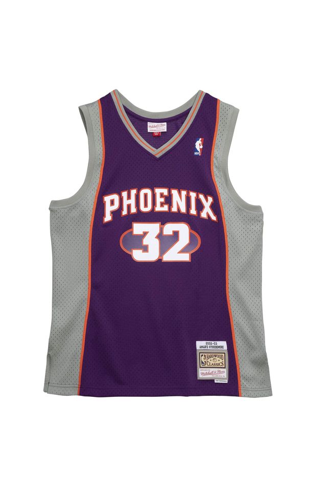 Regata Mitchell & Ness Swingman Jersey Phoenix Sun 2002-03 Amar'e Stoudemire Roxa - M