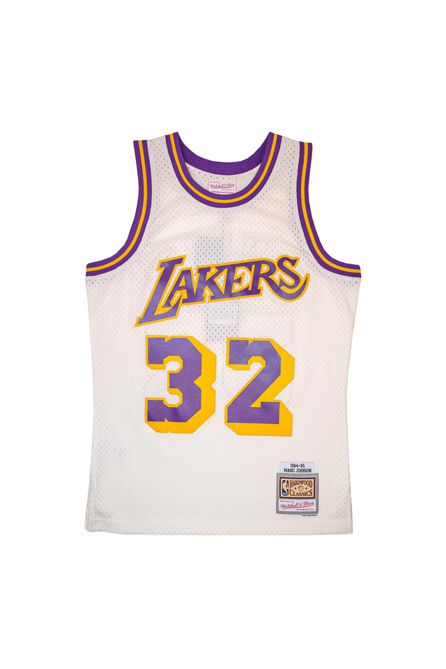 Regata Mitchell & Ness Swingman Jersey Los Angeles Lakers 1984-85 Magic Johnson Off White - M