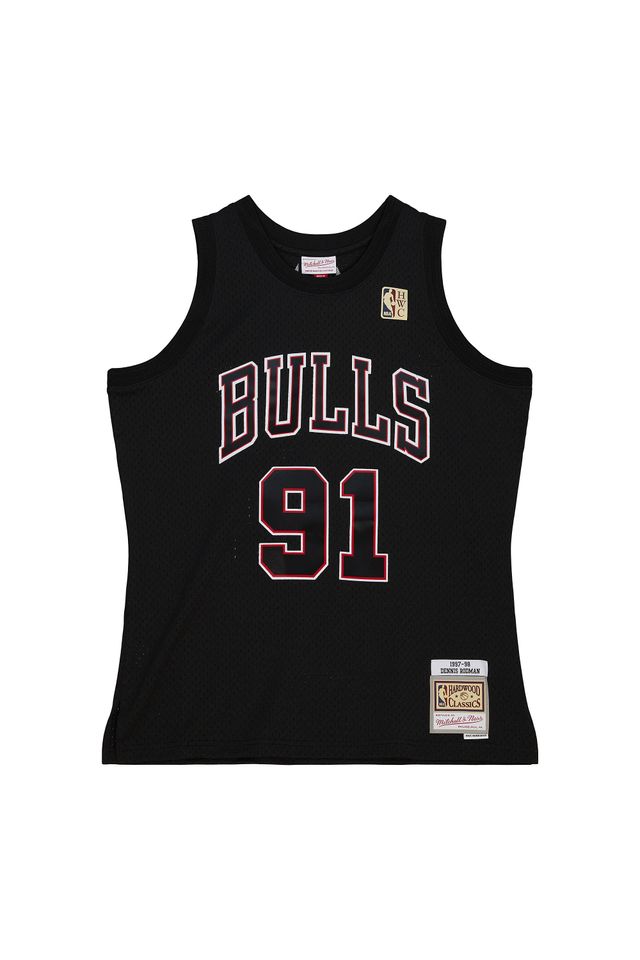 Regata Mitchell & Ness Swingman Jersey Chicago Bulls 1997-98 Dennis Rodman Preta - P Regata Mitchell & Ness Swingman Jersey Chicago Bulls 1997-98 Dennis Rodman Preta - P