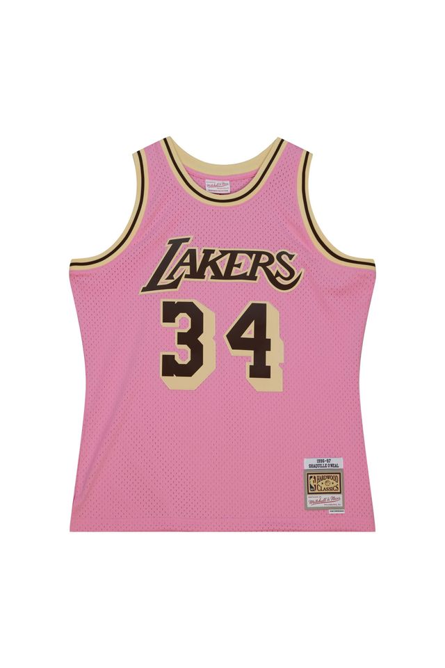 Regata Mitchell & Ness Pink Sugar Bacon Swingman Jersey Los Angeles Lakers 1996-97 Shaquille O'Neal Rosa - P