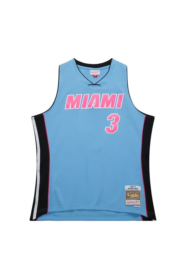 Regata Mitchell & Ness Sky Blue Swingman Jersey Miami Heat 2012-13 Dwayne Wade Azul - M