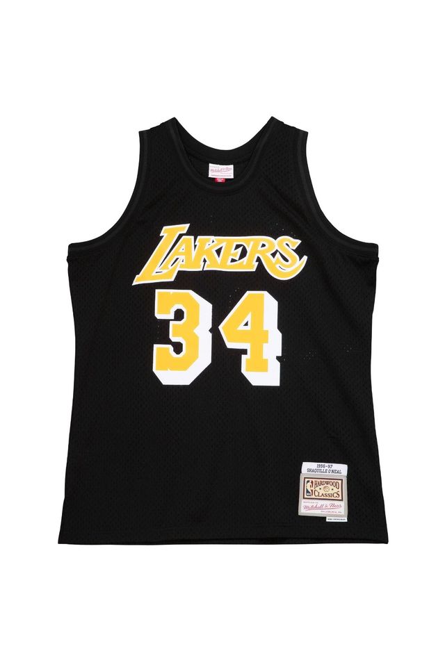 Regata Mitchell & Ness Team Color Swingman Jersey Los Angeles Lakers 1996-97 Shaquille O'Neal Preta - P Regata Mitchell & Ness Team Color Swingman Jersey Los Angeles Lakers 1996-97 Shaquille O'Neal Preta - P