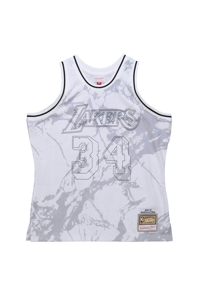 Regata Mitchell & Ness Marble Swingman Jersey Los Angeles Lakers 1996-97 Shaquille O'Neal Branca - P