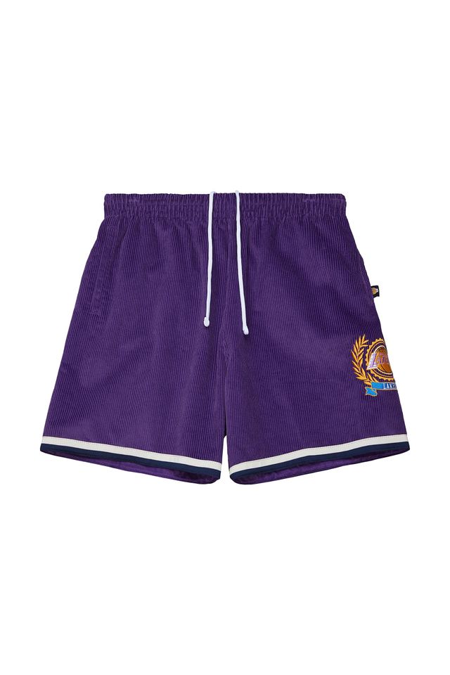 Shorts Mitchell & Ness Jersey Collegiate Fashion Los Angeles Lakers Roxo - P Shorts Mitchell & Ness Jersey Collegiate Fashion Los Angeles Lakers Roxo - P