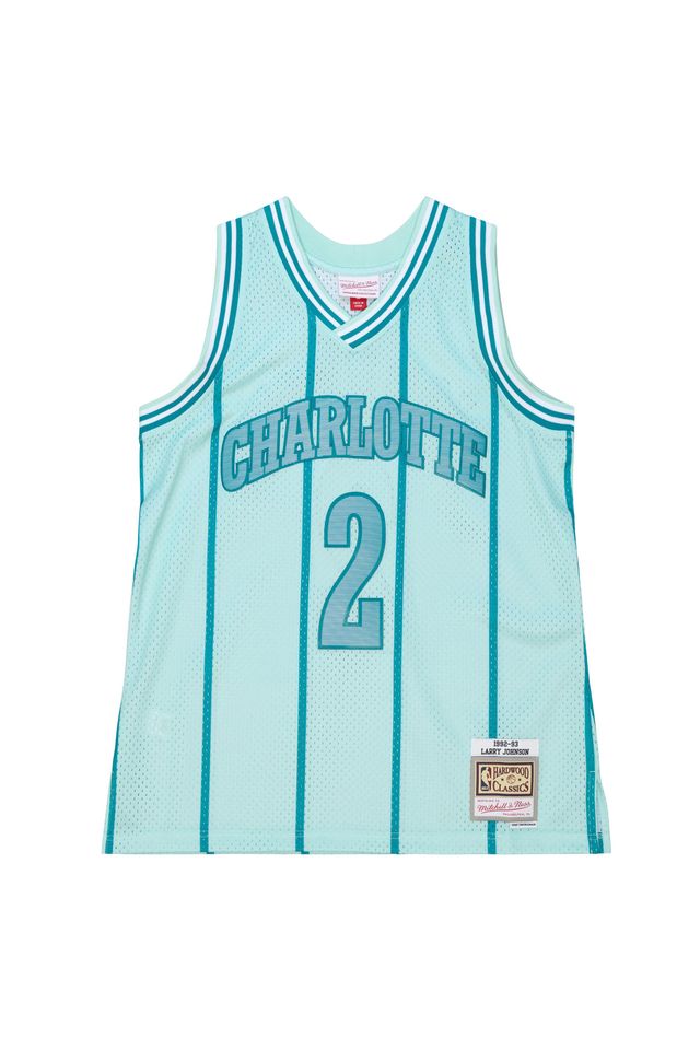 Regata Mitchell & Ness Space Knit Swingman Jersey Charlotte Hornets 1992-93 Larry Johnson Azul - G Regata Mitchell & Ness Space Knit Swingman Jersey Charlotte Hornets 1992-93 Larry Johnson Azul - G
