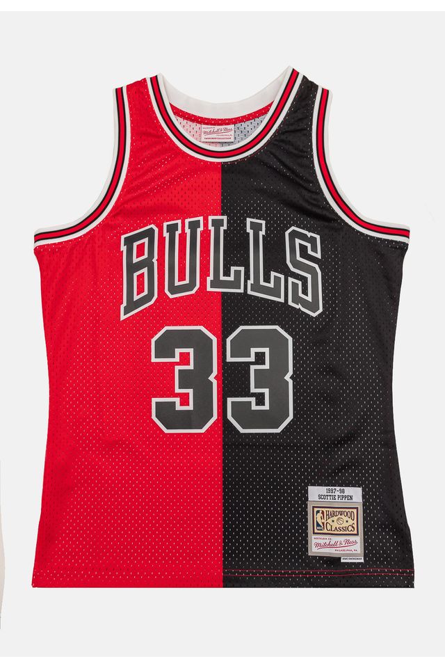 Regata Mitchell & Ness Split Swingman Jersey Chicago Bulls 1997-98 Scottie Pippen Preta - M