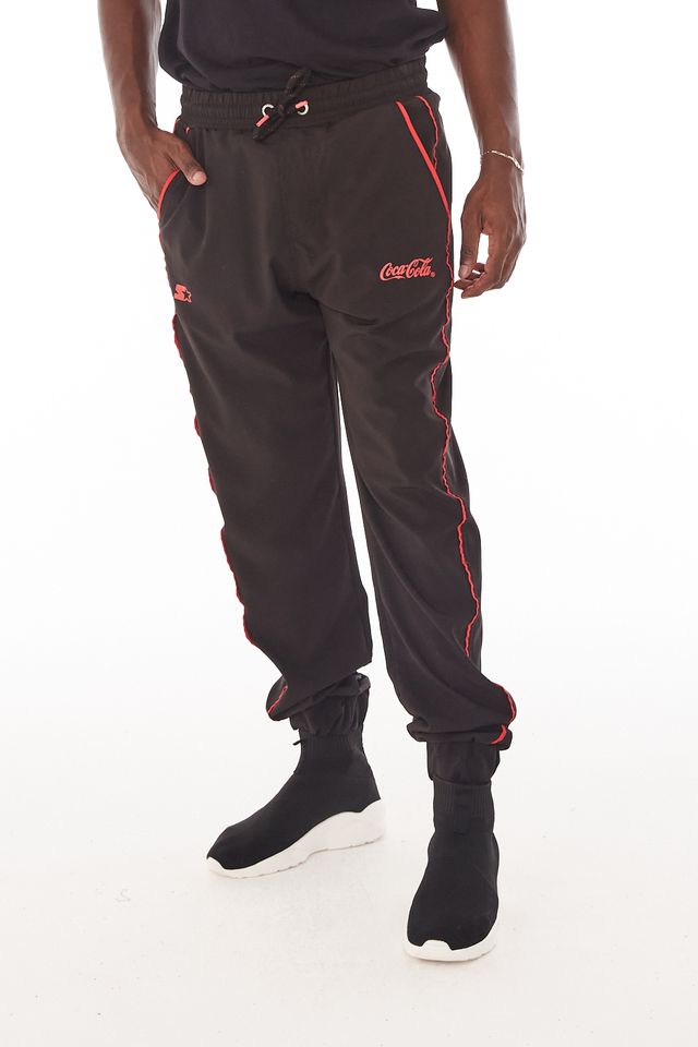 Calça Starter Sintético Collab Coca Cola Classic Preta - P Calça Starter Sintético Collab Coca Cola Classic Preta - P