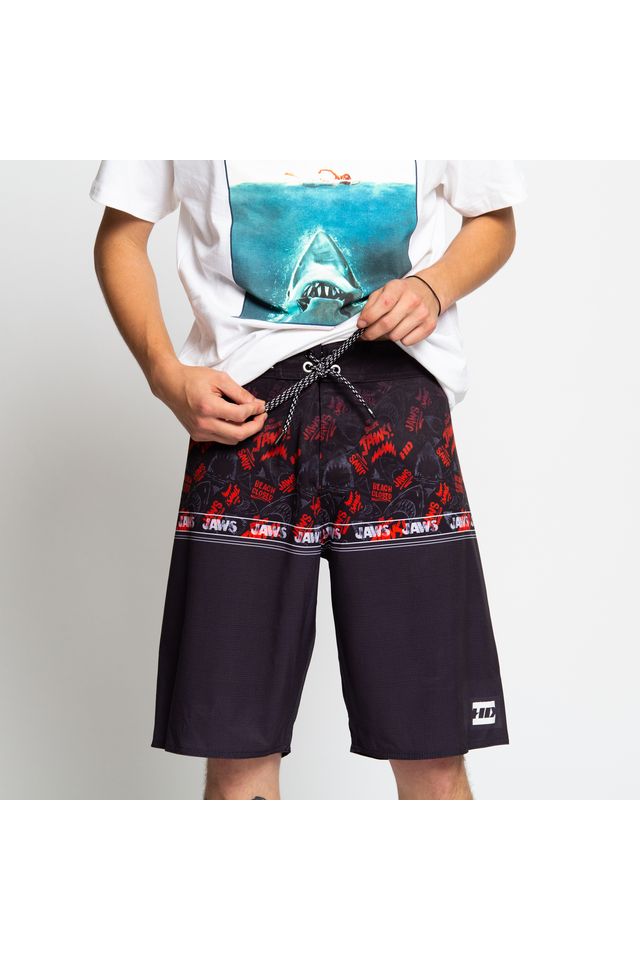 Boardshort HD Sublimado Collab Jaws Preto - 40