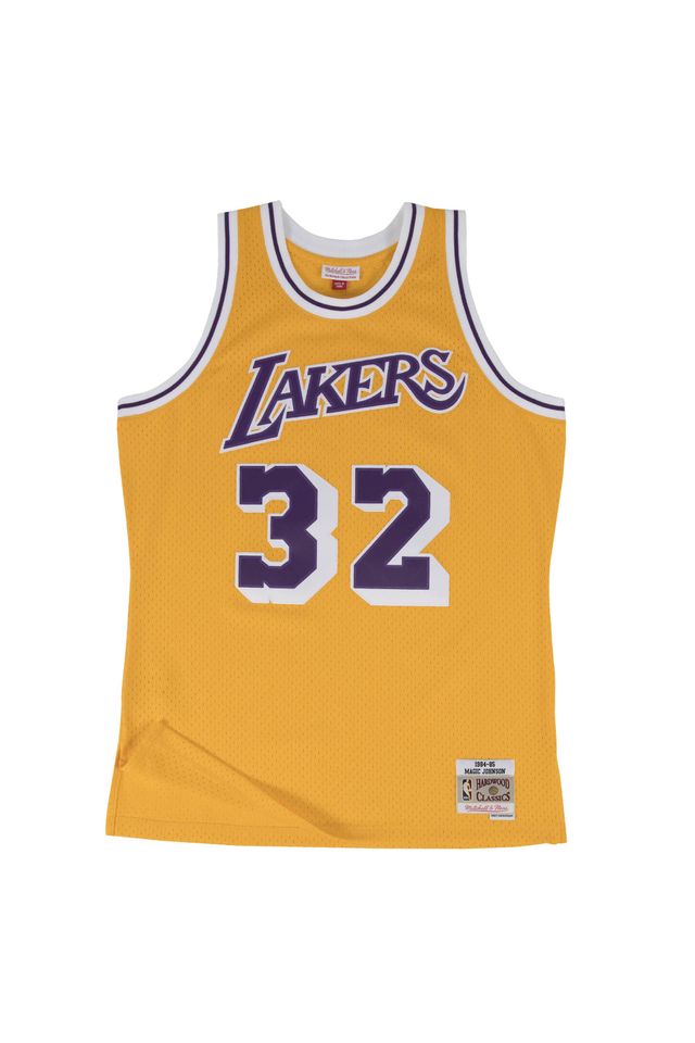 Regata Mitchell & Ness Swingman Jersey Los Angeles Lakers Home Magic Johnson 1984-1985 Amarela - M