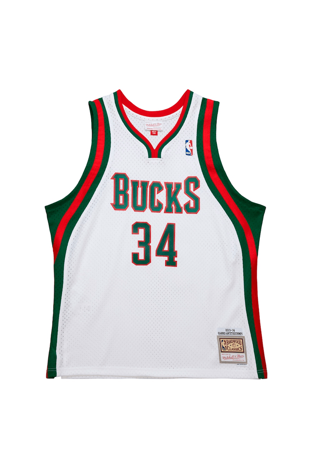Regata Mitchell & Ness NBA Swingman Jersey Milwaukee Bucks Giannis Antetokounmpo 2013-14 Branca - M Regata Mitchell & Ness NBA Swingman Jersey Milwaukee Bucks Giannis Antetokounmpo 2013-14 Branca - M