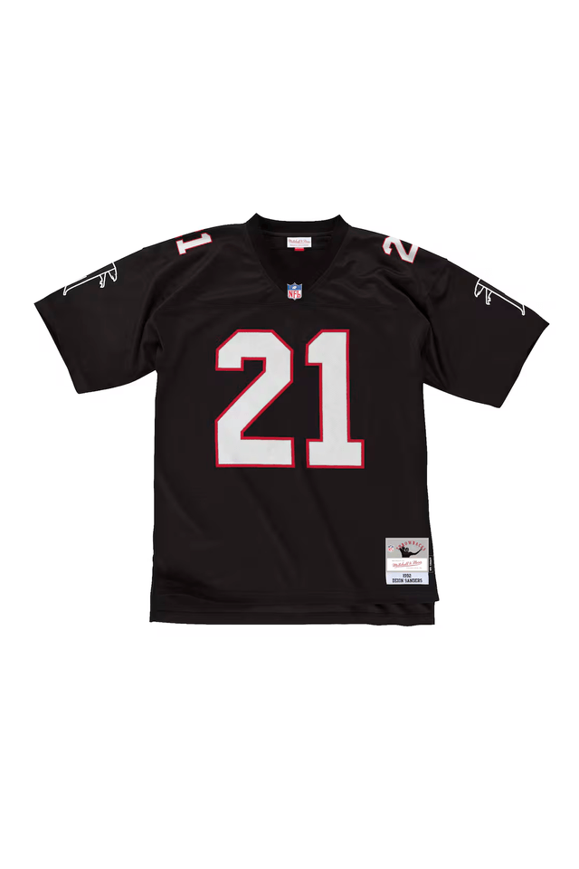 Camisa Mitchell & Ness NFL Legacy Jersey Atlanta Falcons Deion Sanders 1992 Preta - M Camisa Mitchell & Ness NFL Legacy Jersey Atlanta Falcons Deion Sanders 1992 Preta - M