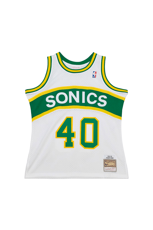 Regata Mitchell & Ness NBA Swingman Jersey Seattle SuperSonics Shawn Kemp 1994-95 Branca - L