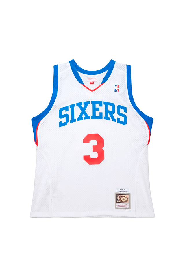 Regata Mitchell & Ness NBA White Swingman Jersey Philadelphia 76ers Allen Iverson 2009-10 Branca - L