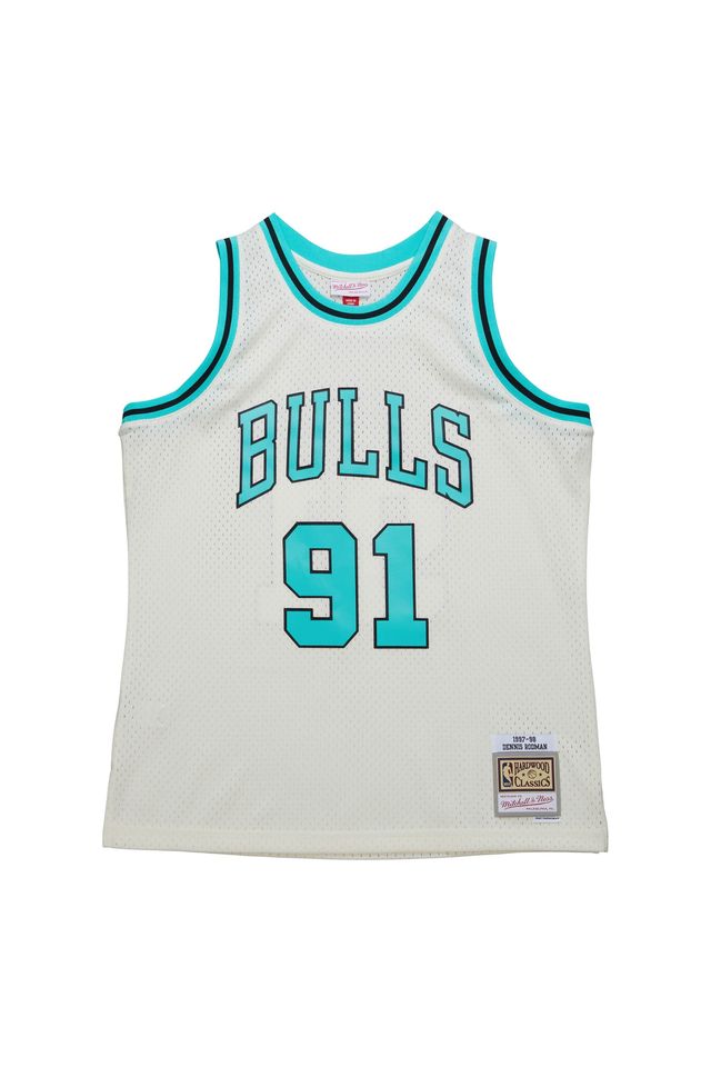 Regata Mitchell & Ness Cool Blue Swingman Jersey Chicago Bulls 1997-98 Dennis Rodman Off White - M