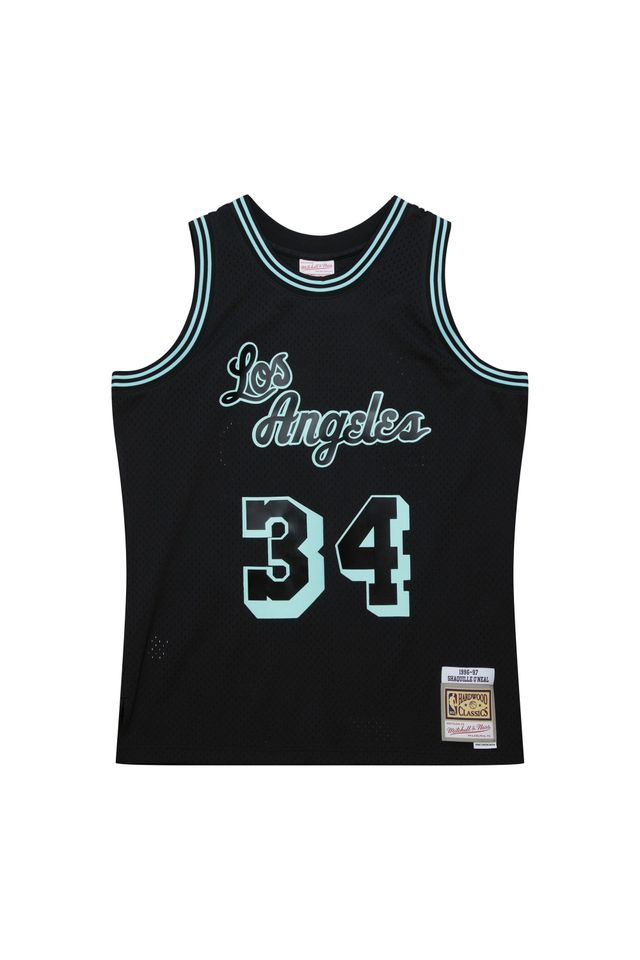 Regata Mitchell & Ness Glow In The Dark Swingman Jersey Los Angeles Lakers 1996-97 Shaquille O'Neal Preta - P