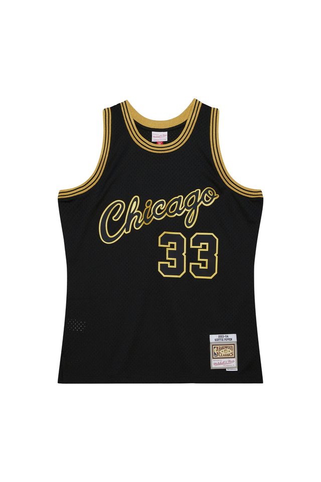Regata Mitchell & Ness Black Gold Swingman Jersey Chicago Bulls 2003-04 Scottie Pippen Preta - XGG