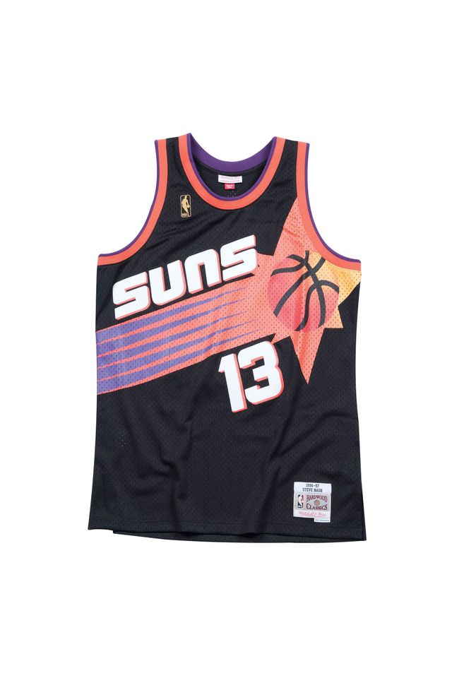 Regata Mitchell & Ness Alternate Swingman Jersey Phoenix Suns 1996-97 Steve Nash Preta - P Regata Mitchell & Ness Alternate Swingman Jersey Phoenix Suns 1996-97 Steve Nash Preta - P