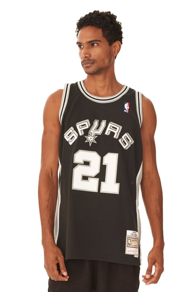 Regata Mitchell & Ness Swingman Jersey Road San Antonio Spurs Tim Duncan Preta - M