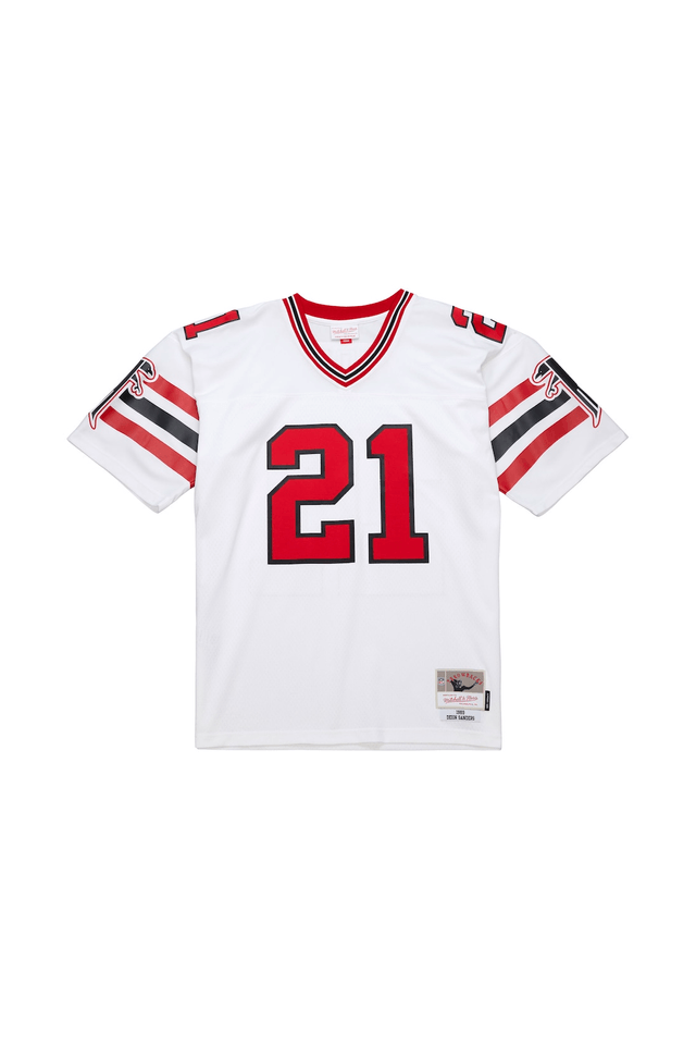 Camisa Mitchell & Ness NFL White Jersey Atlanta Falcons Deion Sanders 1989 Branca Camiseta Mitchell & Ness NFL White Jersey Atlanta Falcons Deion Sanders 1989 Branca - M