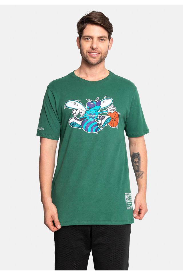 Camiseta Mitchell & Ness NBA Teams Charlotte Hornets Verde - P Camiseta Mitchell & Ness NBA Teams Charlotte Hornets Verde - P