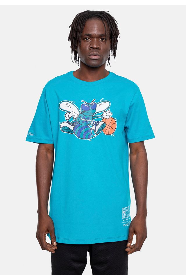 Camiseta Mitchell & Ness NBA Teams Charlotte Hornets Verde Tea - P Camiseta Mitchell & Ness NBA Teams Charlotte Hornets Verde Tea - P