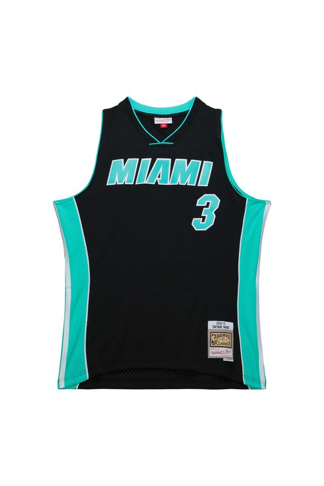 Regata Mitchell & Ness Cool Blue Swingman Jersey Miami Heat 2012-13 Dwayne Wade Preta - P