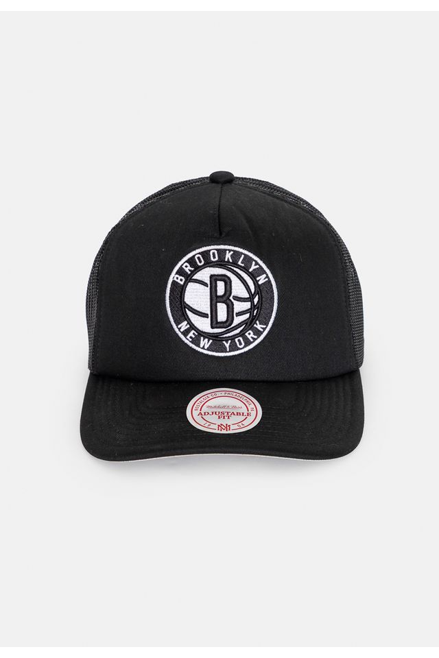 Boné Mitchell & Ness NBA Evergreen Trucker Brooklyn Nets Preto - ÚNICO