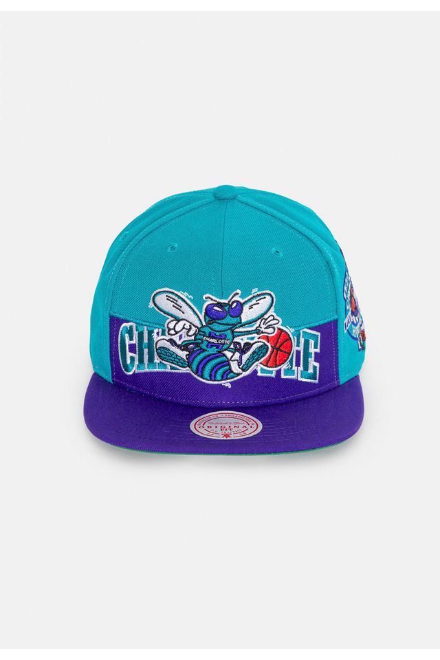 Boné Mitchell & Ness NBA Snapback Half N Half Charlotte Hornets Verde - ÚNICO