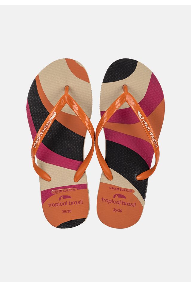 Chinelo Tropical Brasil Estampado Slim Ocre com Areia - 33 Chinelo Tropical Brasil Estampado Slim Ocre com Areia - 33