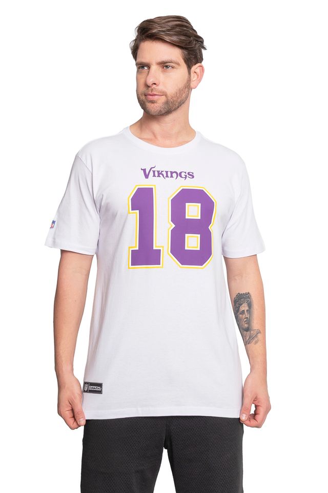 Camiseta NFL Minnesota Vikings Name Number Justin Jefferson Branca Camiseta NFL Player Jeff Branca - P