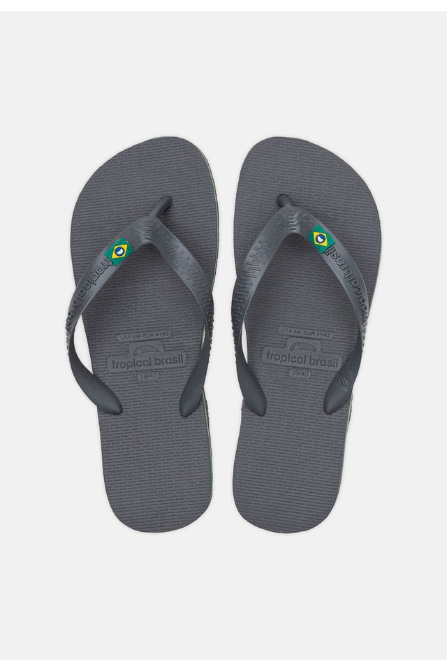 Chinelo Tropical Brasil Brasileiros Cinza Claro - 39
