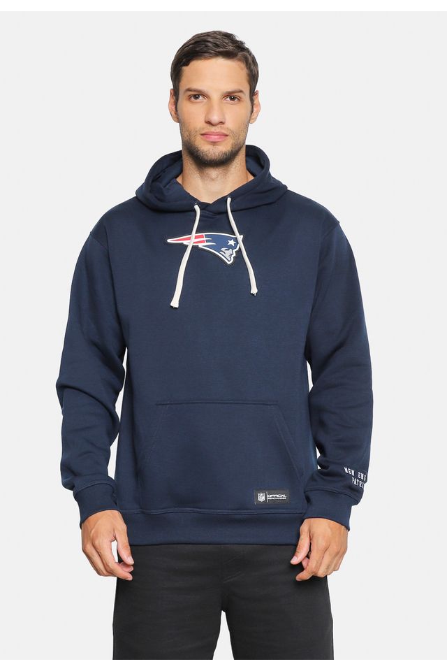 Moletom NFL Canguru New England Patriots Azul Marinho - P