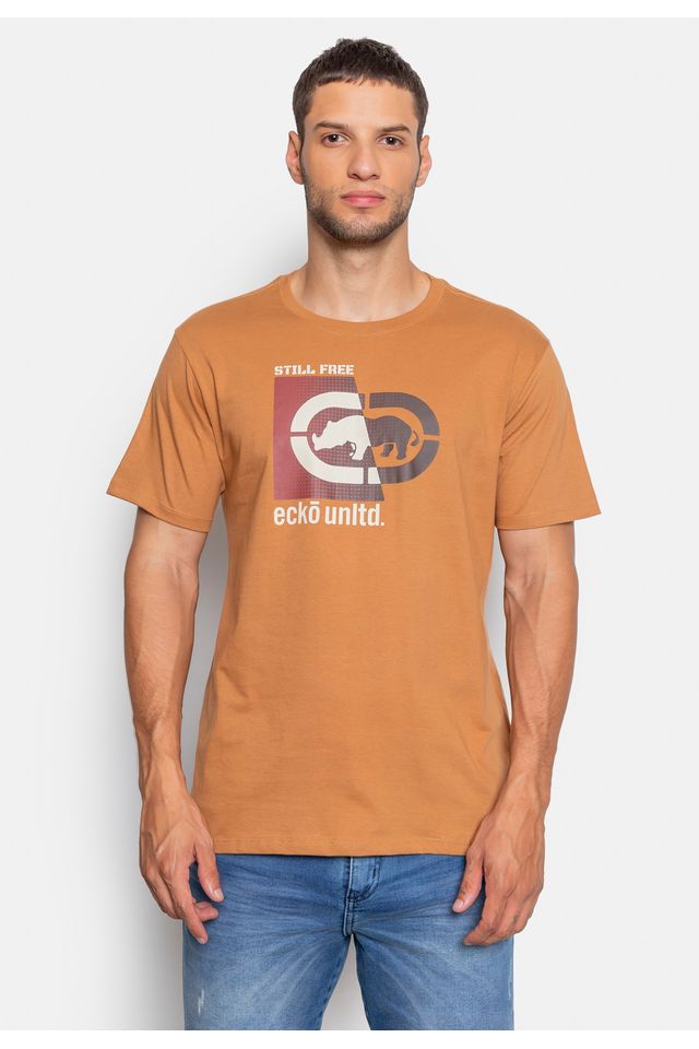 Camiseta Ecko Estampada Chat Marrom - P