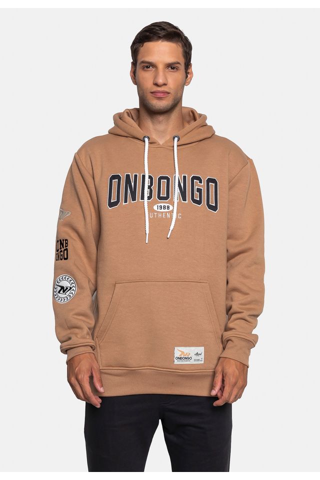 Moletom Onbongo Fechado Canguru Marrom - P
