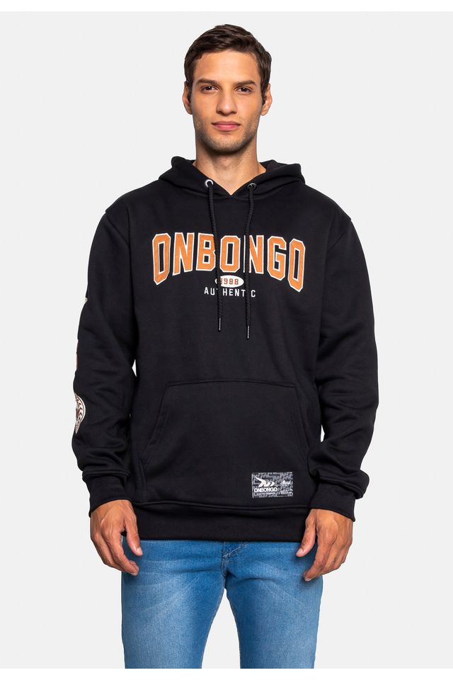 Moletom Onbongo Fechado Canguru Preto - P