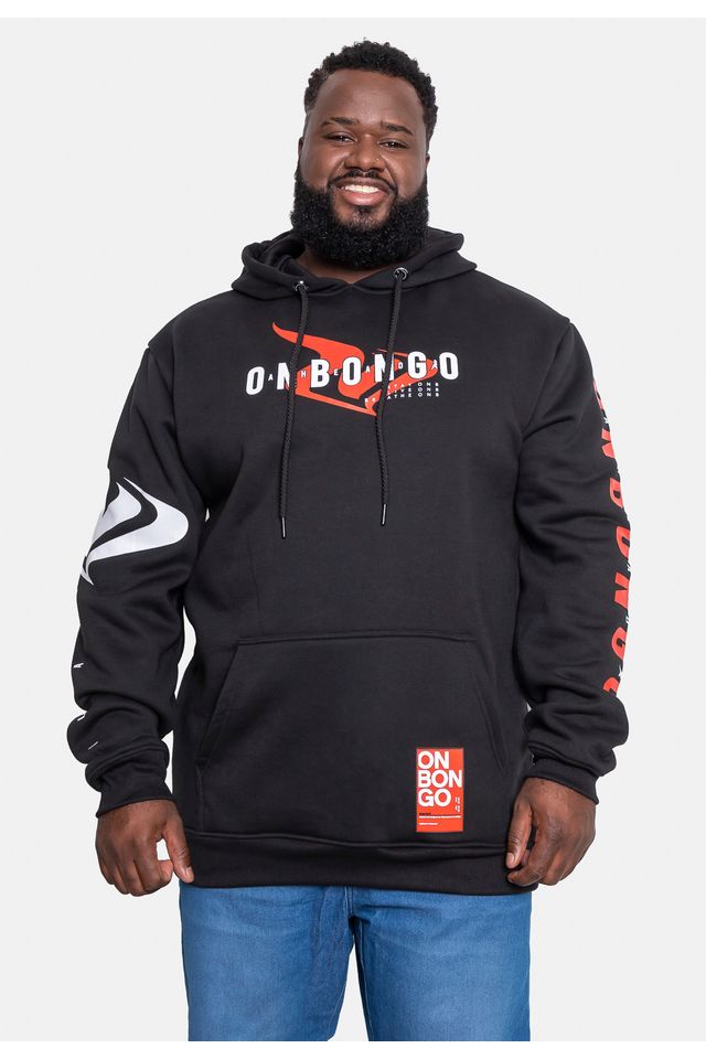 Moletom Onbongo Plus Size Canguru Preto - Plus P