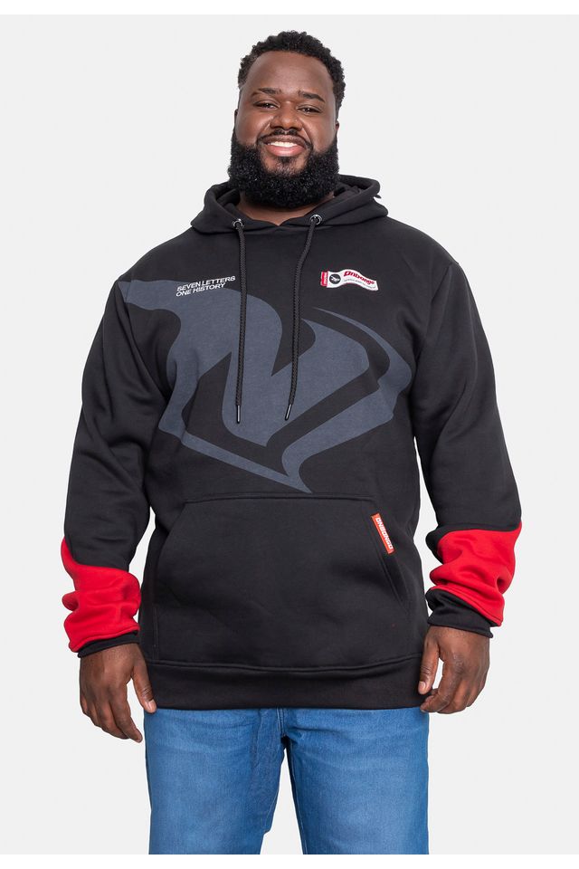 Moletom Onbongo Fechado Canguru Recortado Plus Size Preto - Plus P
