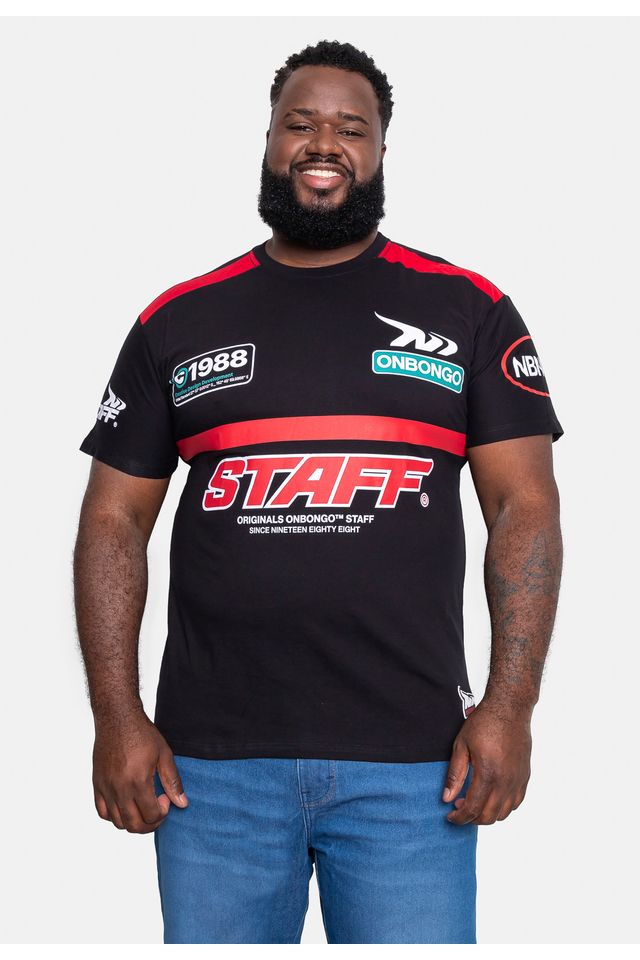 Camiseta Onbongo Plus Size Especial Staff Preta - Plus P
