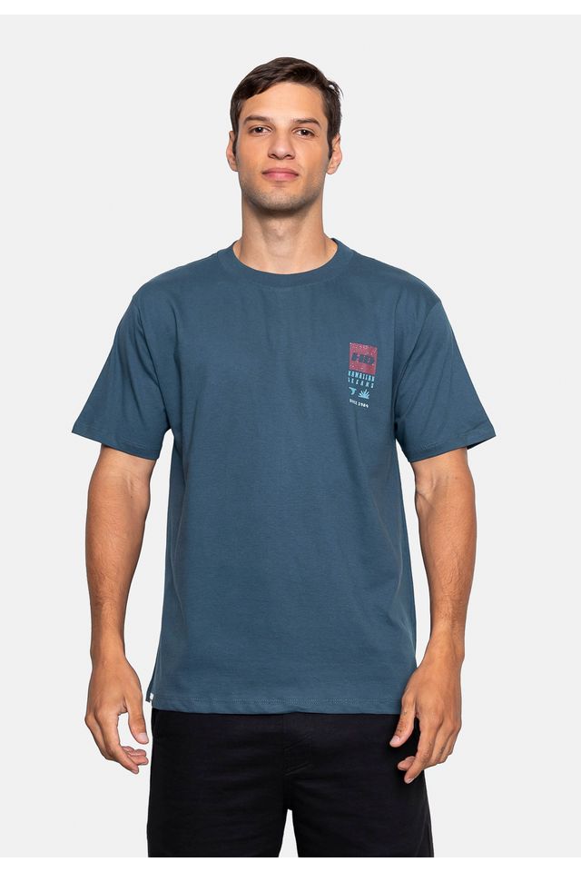 Camiseta HD Estampada Leaf Frame Azul - P