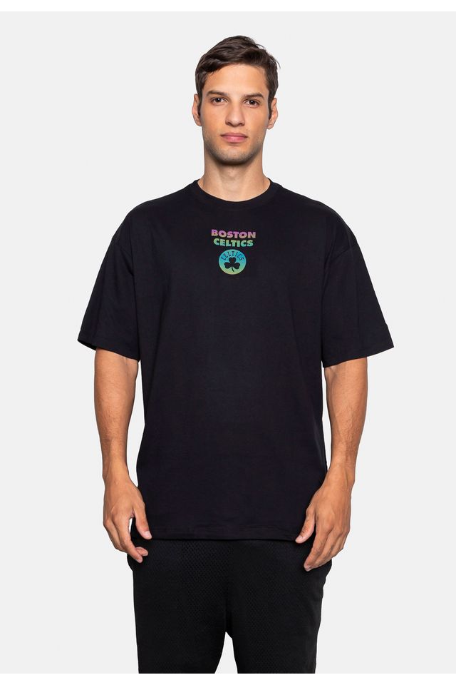 Camiseta NBA Overdized Hologram Boston Celtics Preta - P