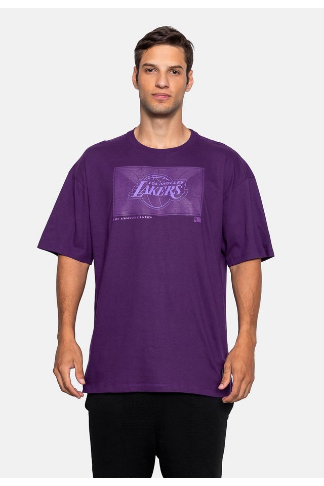 Camiseta NBA Overdized Maze Los Angeles Lakers Roxa - P