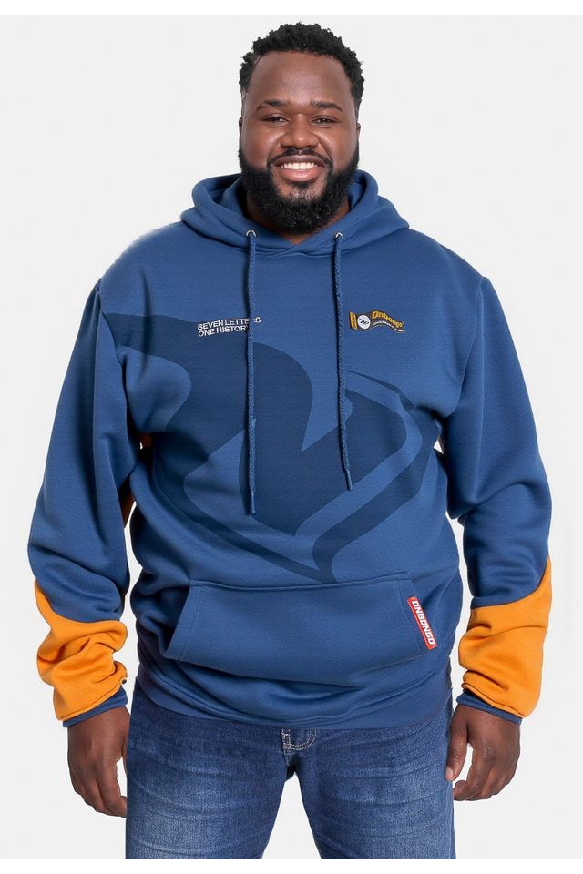 Moletom Onbongo Fechado Canguru Recortado Plus Size Azul - Plus P